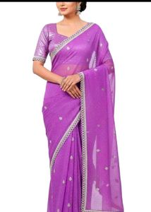 heavy purple sari with blouse and petticot