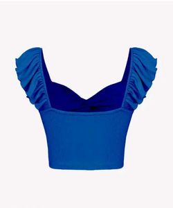 Blue Twist Front Crop Top
