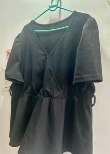 SHEIN CURVE Chic Black Wrap Top
