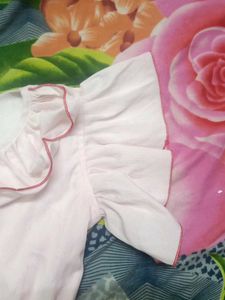 Beautiful White And Red Frock For Kids Age 6 To 8