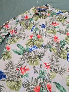 Oversized Satin Beachy Floral Long Shirt