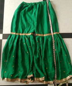Teal Sharara With Lace Work Jorget Fabric