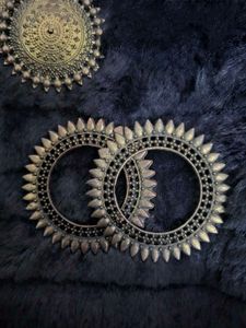 Oxidized Silver Earrings and Bangles Set