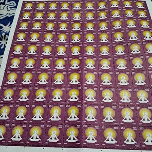 Sheet of 100 mint Yoga theme stamps