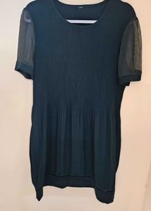 Dark Green Ribbed Knit Dress