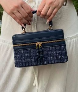 Zara navy blue tweed vanity bag