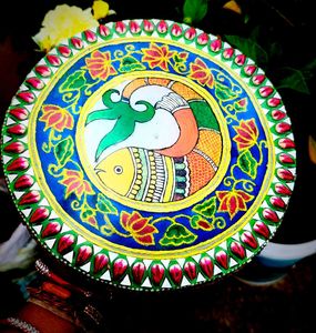 Customized Mandala Decorative Plate with Fish Moti