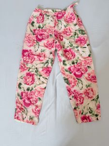 Floral Print Wide Leg Pants