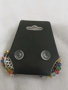 Colorful Beaded Stud Earrings