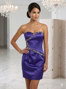 Stunning Embellished Strapless Purple Dress
