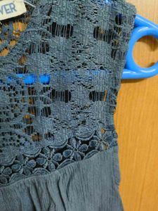 Grey Lace Trim Sleeveless Top