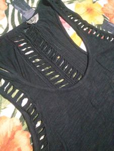 Black Tank Top with Cutout Detail