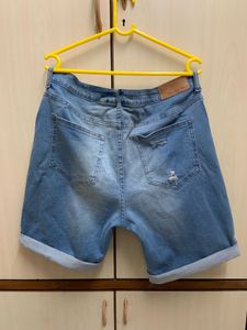 NOISY MAY Distressed Denim Knee Length Shorts