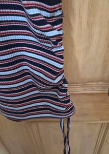 Striped Tee with Drawstring Detail