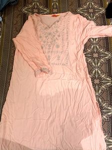 Beautiful Embroidered Peach Kurta