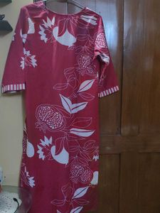 Women's Pink Pomegranate Print Kurta