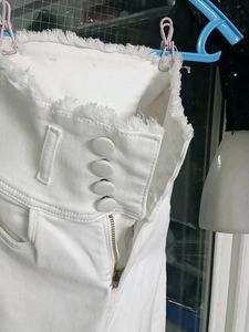 White High-Waisted Button Fly Jeans