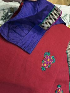 red pure cotton saree