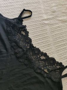 Black Lace Trim Camisole Slip