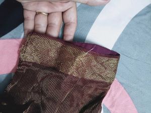 Maroon Brocade Blouse with Gold Motifs