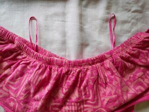 Boho Off-the-Shoulder Pink Tribal Print Top