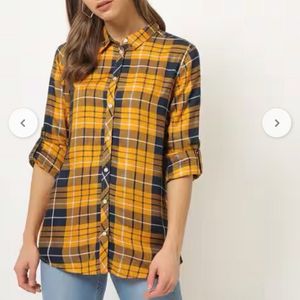Yellow & Navy Plaid Shirt