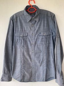Gray Long Sleeve Button-Down Shirt