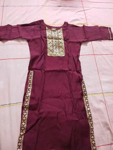 Elegant Maroon Kurta with Gold Embroidery