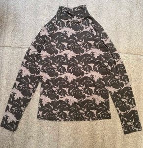 Floral Print Turtleneck Top