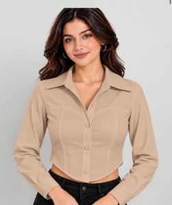 Chic Cropped Collared Shirt