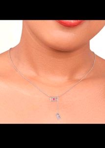 925 Silver Love Letter Ruby Necklace|