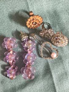Cute Jewelry Set - Rings & Hair Clips