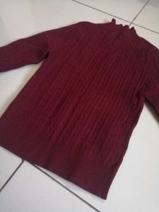 Cable Knit Mock Neck Sweater