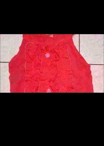 Vibrant Red Ruffled Blouse