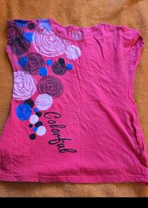 Pink "Colorful" Graphic T-Shirt