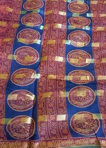 Teal Blue Saree with Oval Motifs