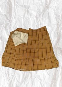 Mustard yellow plaid mini skirt