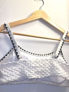 Textured White Bikini Top