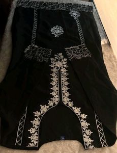 Elegant Black Kurta Set with White Embroidery