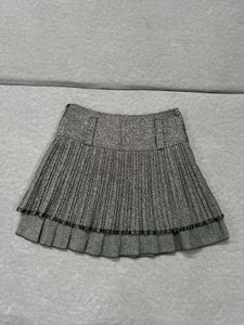 Grey Pleated Mini Skirt