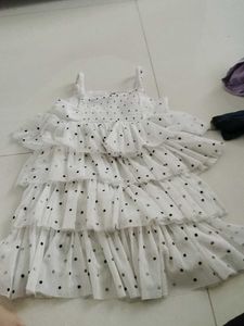 Cute White Polka Dot Tiered Dress