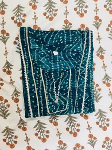 Bandhani Green  Kurta With Gotta Patti