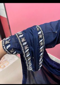 Embroidered Blue Kurta Set with Dupatta