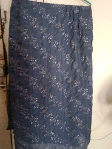 Elegant Navy Blue scarf with Silver Embellishments