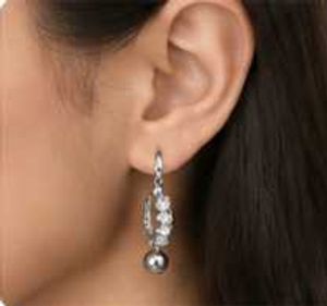 Sparkling Hoop Earrings with Pearl Drop