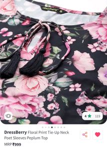 DressBerry Floral Peplum Tie-Up Top