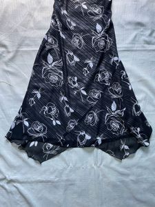 Chic Black Rose Print Dress