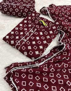 Maroon Kurta Set with Mirror Work