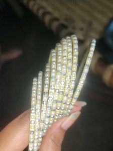 Sparkling Pearl &amp; Crystal Bangles Set