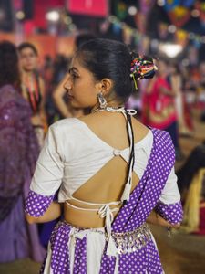 White & Purple Lehenga Choli Set